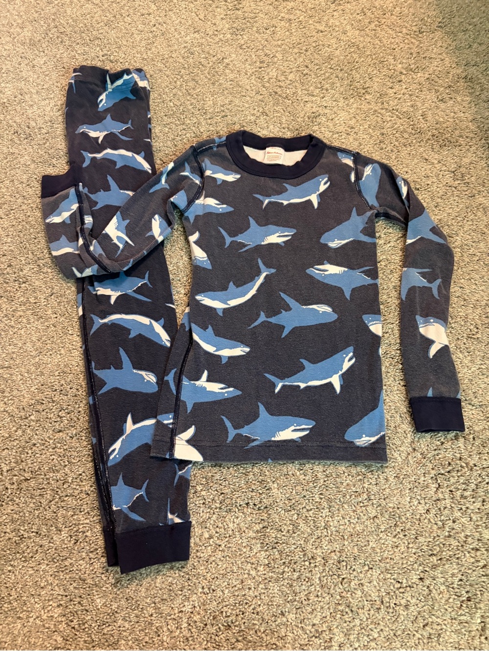 Hanna Andersson Navy Blue Shark Print Pajama Set